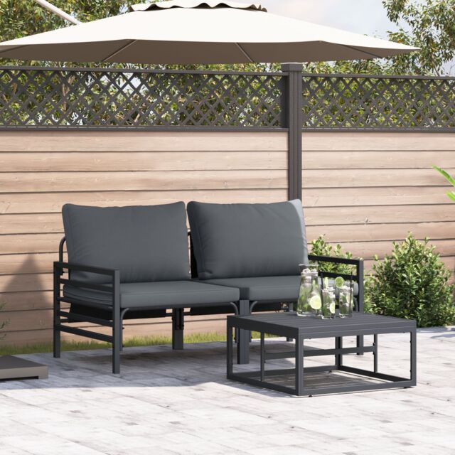 Berkfield Home Garden Sofa Set 3 pcs Anthracite Steel - image 1