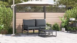 Berkfield Home Garden Sofa Set 3 pcs Anthracite Steel - thumbnail 5
