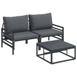 Berkfield Home Garden Sofa Set 3 pcs Anthracite Steel - thumbnail 2