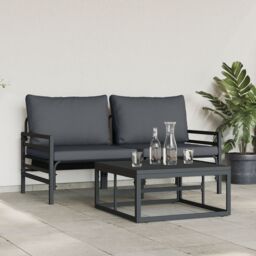 Berkfield Home Garden Sofa Set 3 pcs Anthracite Steel - thumbnail 4