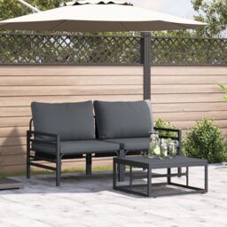 Berkfield Home Garden Sofa Set 3 pcs Anthracite Steel - thumbnail 1