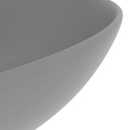 Berkfield Home Sleek Bathroom Sink Ceramic Light Grey Round - thumbnail 5