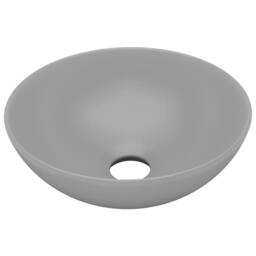 Berkfield Home Sleek Bathroom Sink Ceramic Light Grey Round - thumbnail 3