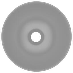 Berkfield Home Sleek Bathroom Sink Ceramic Light Grey Round - thumbnail 4