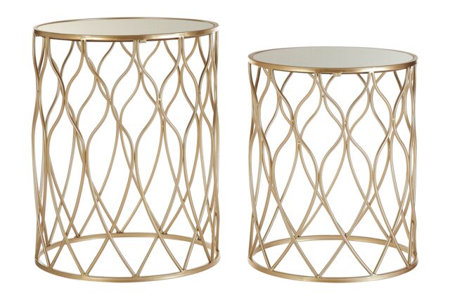 Orsina Versatile Design Set Of Two Side Tables, Sleek Industrial Table For Livingroom, Everyday Use Lounge Table in Gold - image 1