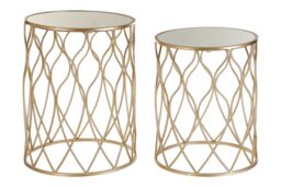 Orsina Versatile Design Set Of Two Side Tables, Sleek Industrial Table For Livingroom, Everyday Use Lounge Table in Gold - thumbnail 2