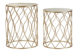 Orsina Versatile Design Set Of Two Side Tables, Sleek Industrial Table For Livingroom, Everyday Use Lounge Table in Gold - thumbnail 1