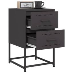 Berkfield Home Durable Bedside Cabinet Black 36x39x60.5 cm Steel - thumbnail 4