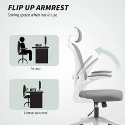 Havendro Ergonomic Mesh Office Chair with Headrest, Lumbar in Grey - thumbnail 4
