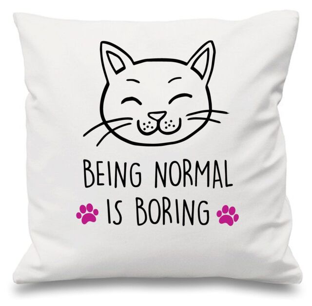 "60 SECOND MAKEOVER White Cushion Cover Being Normal Is Boring 16"" x 16"" Mum Friend Gift Decorative - Size: 40 cm x 40 cm"