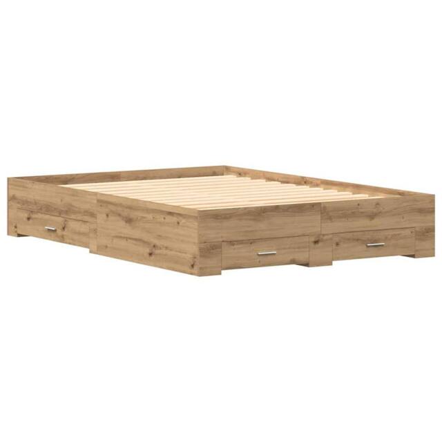 Berkfield Home Bed Frame with Drawers Artisan Oak 135x190 cm Engineered Wood in Brown - image 1