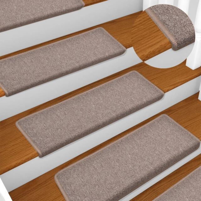 Berkfield Home Carpet Stair Treads 15 pcs 65x21x4 cm Light Brown - Size: Medium - image 1