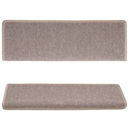 Berkfield Home Carpet Stair Treads 15 pcs 65x21x4 cm Light Brown - Size: Medium - thumbnail 4