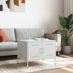 Berkfield Home Coffee Table White 68x50x50.5 cm Steel - thumbnail 2