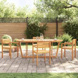 Berkfield Home Garden Dining Table Oval 200x90x75 cm Solid Wood Acacia in Brown - Size: 200 x 90 x 75 cm - thumbnail 2