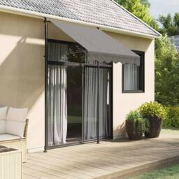 Berkfield Home Retractable Awning Anthracite 150x150 cm Fabric & Steel in Dark Grey - thumbnail 2