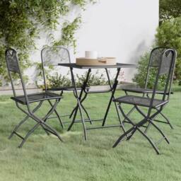 Berkfield Home 5 Piece Garden Dining Set Expanded Metal Mesh Anthracite in Black - thumbnail 1