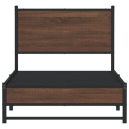 Berkfield Home Metal Bed Frame without Mattress Brown Oak 90x190 cm Single - thumbnail 5