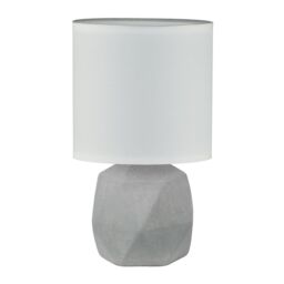 First Choice Lighting Wilson - Concrete Lamp with White Fabric Shade in Grey - thumbnail 2