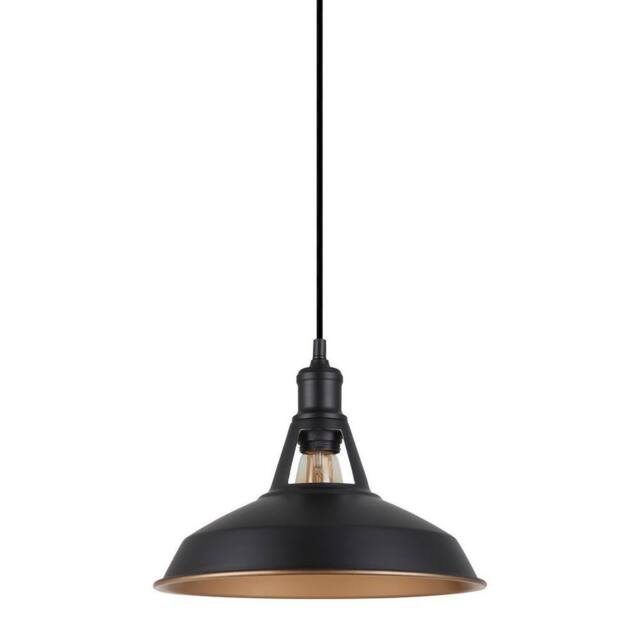 Netlighting Industrial & Retro Hanging Pendant Black Black Gold Shade E27 - image 1