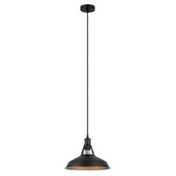 Netlighting Industrial & Retro Hanging Pendant Black Black Gold Shade E27 - thumbnail 2