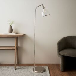 Pagazzi Brunswick Polished Nickel & Glass Task Floor Lamp in Silver - thumbnail 2