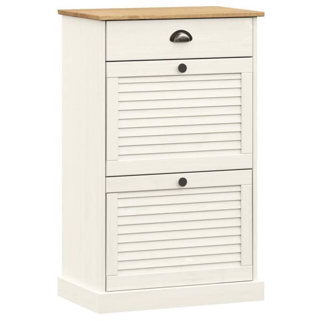 Berkfield Home Shoe Cabinet VIGO 60x35x96 cm White Solid Wood Pine - Size: 60 x 35 x 96 cm - image 1
