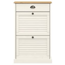 Berkfield Home Shoe Cabinet VIGO 60x35x96 cm White Solid Wood Pine - Size: 60 x 35 x 96 cm - thumbnail 5
