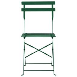 Wyld and Coco Dark Green 3 Piece Folding Bistro Set Steel Slatted Back Space - thumbnail 5