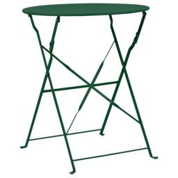 Wyld and Coco Dark Green 3 Piece Folding Bistro Set Steel Slatted Back Space - thumbnail 7