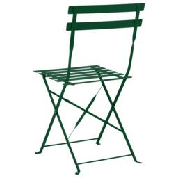 Wyld and Coco Dark Green 3 Piece Folding Bistro Set Steel Slatted Back Space - thumbnail 6
