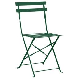 Wyld and Coco Dark Green 3 Piece Folding Bistro Set Steel Slatted Back Space - thumbnail 3