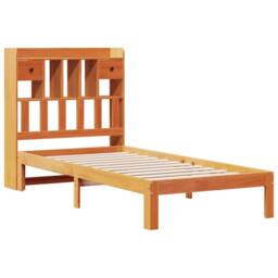 Berkfield Home Bookcase Bed without Mattress Wax Brown 100x200cm Solid Wood Pine - Size: 100x200 cm - thumbnail 3