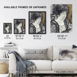 "Artery8 Woman Portrait Playing Cello Reijer Stolk Framed Wall Art Print in Grey - Size: W12"" x H16""" - thumbnail 3