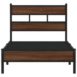 Berkfield Home Bed Frame without Mattress Brown Oak 90x190 cm Single Engineered Wood - thumbnail 4