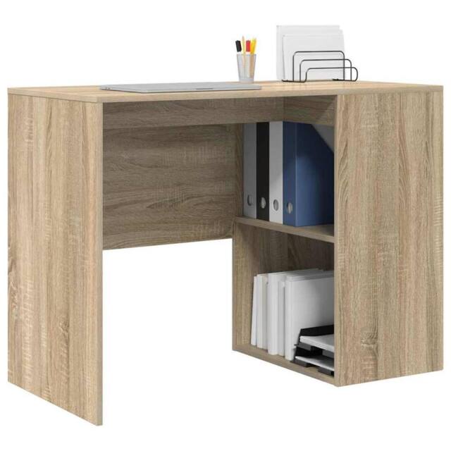 Berkfield Home Modern Writing Desk Sonoma oak Particle board Small Sonoma Oak Desk in Light Tan - image 1