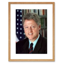 "Artery8 Wall Art Print US President Bill Clinton Portrait Photo Artwork Framed 9X7 Inch in Beige - Size: W7"" x H9""" - thumbnail 1