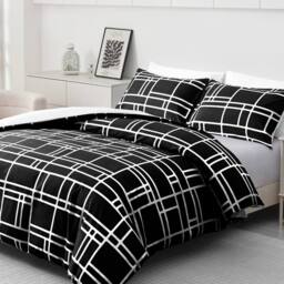 Pamposh Luxury Duvet Cover Set King Size Reversible Quilt Covers in Jet Black - Size: Single - thumbnail 5