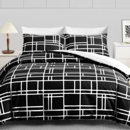 Pamposh Luxury Duvet Cover Set King Size Reversible Quilt Covers in Jet Black - Size: Single - thumbnail 2