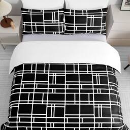 Pamposh Luxury Duvet Cover Set King Size Reversible Quilt Covers in Jet Black - Size: Single - thumbnail 4