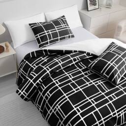 Pamposh Luxury Duvet Cover Set King Size Reversible Quilt Covers in Jet Black - Size: Single - thumbnail 6