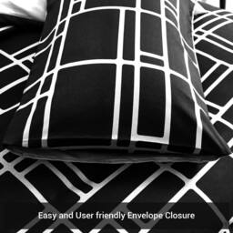 Pamposh Luxury Duvet Cover Set King Size Reversible Quilt Covers in Jet Black - Size: Single - thumbnail 8