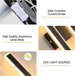 Goeco LED Indoor Wall Lights, 32W, Modern Nordic Style Long Wall Light 3000K in Black - thumbnail 7