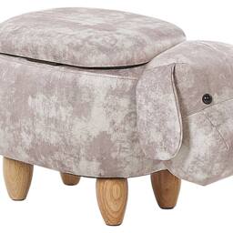 Wyld and Coco Beige Kids Animal Stool with Storage Rubberwood Legs - thumbnail 2