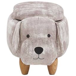 Wyld and Coco Beige Kids Animal Stool with Storage Rubberwood Legs - thumbnail 4