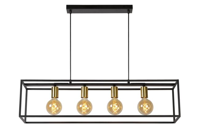 Lucide 'RUBEN' Dimmable Adjustable Height Modern Bar Pendant Light 4xE27 in Black - image 1
