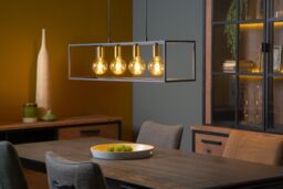 Lucide 'RUBEN' Dimmable Adjustable Height Modern Bar Pendant Light 4xE27 in Black - thumbnail 5