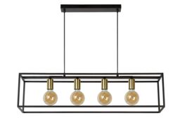 Lucide 'RUBEN' Dimmable Adjustable Height Modern Bar Pendant Light 4xE27 in Black - thumbnail 2