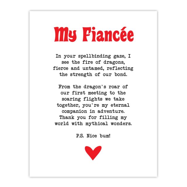 "Artery8 Love Poem Role Play Game Nerd Fiancée Romantic Wall Art Print in White - Size: W24"" x H32""" - image 1