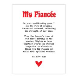 "Artery8 Love Poem Role Play Game Nerd Fiancée Romantic Wall Art Print in White - Size: W24"" x H32""" - thumbnail 1